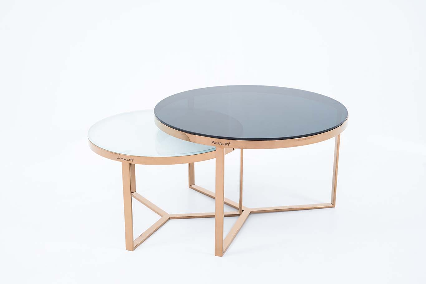 AMALFI NESTING COFFEE TABLE SET OF 2 ROUND STACKING SIDE TABLE