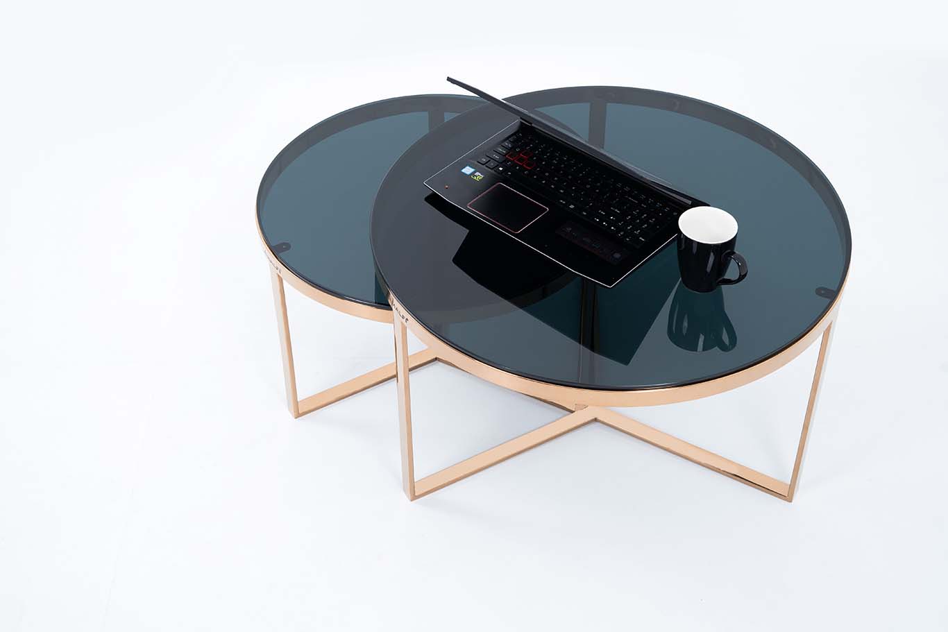 Norbic Style Coffee Table Set Of 2 Round Side Table