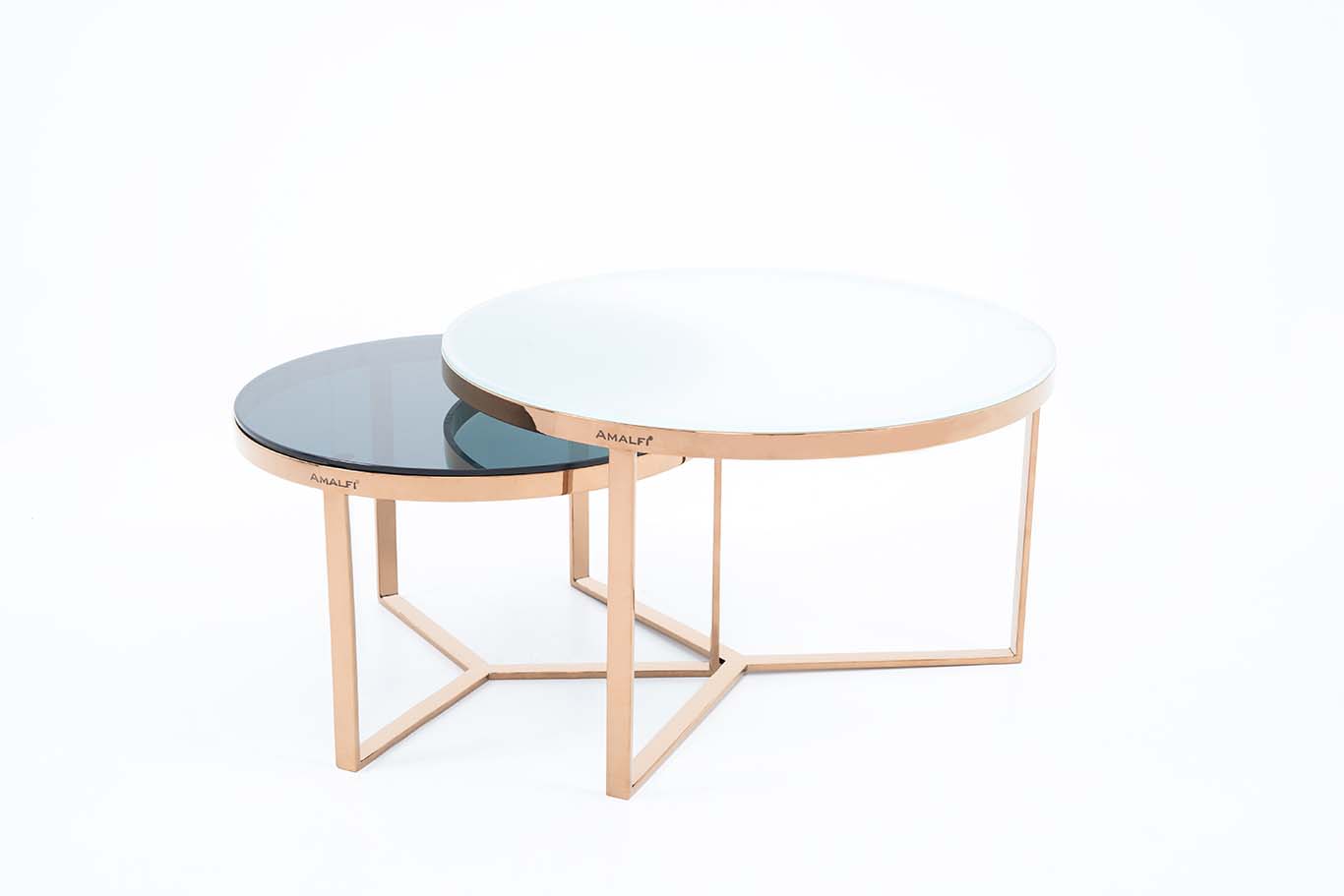 NESTING COFFEE TABLE SET OF 2 ROUND STACKING SIDE TABLE