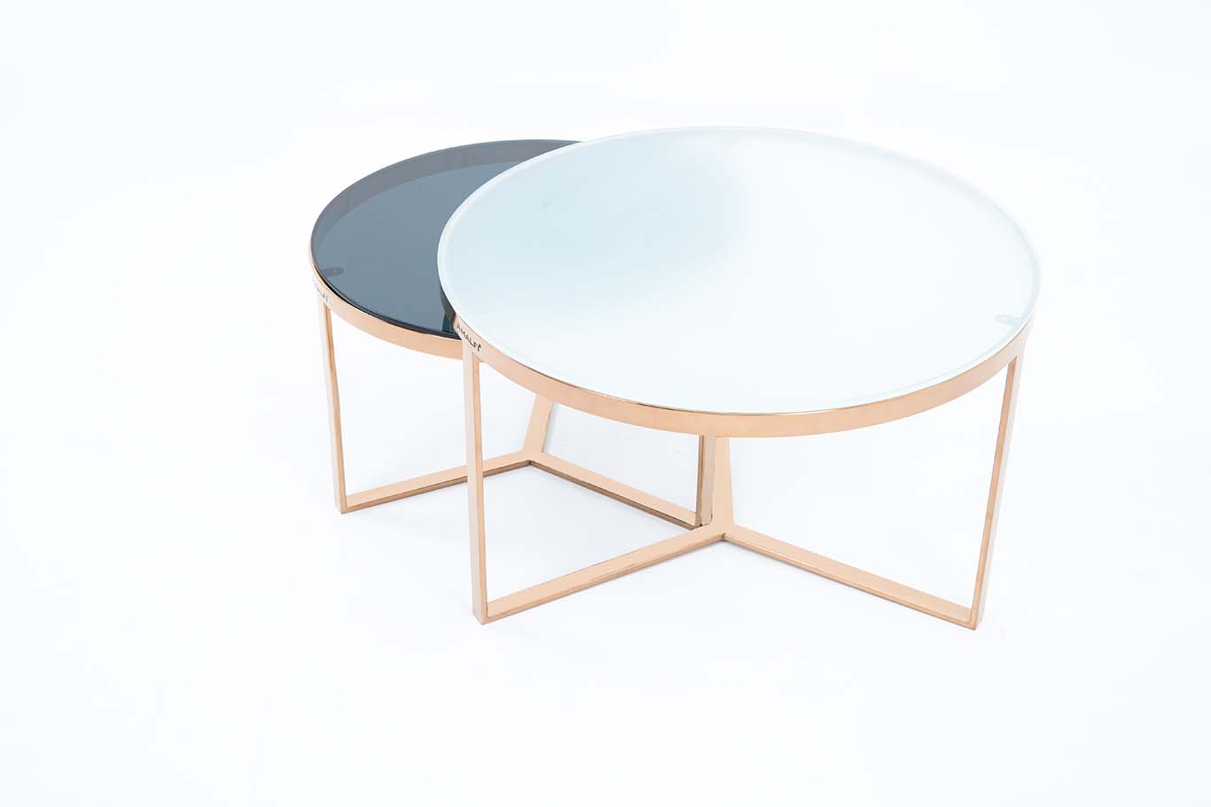 NESTING COFFEE TABLE SET OF 2 ROUND STACKING SIDE TABLE
