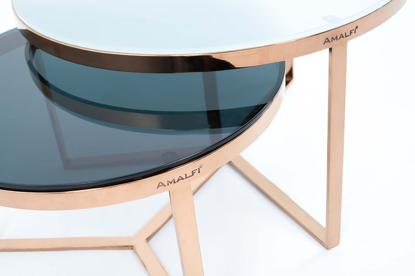 NESTING COFFEE TABLE SET OF 2 ROUND STACKING SIDE TABLE