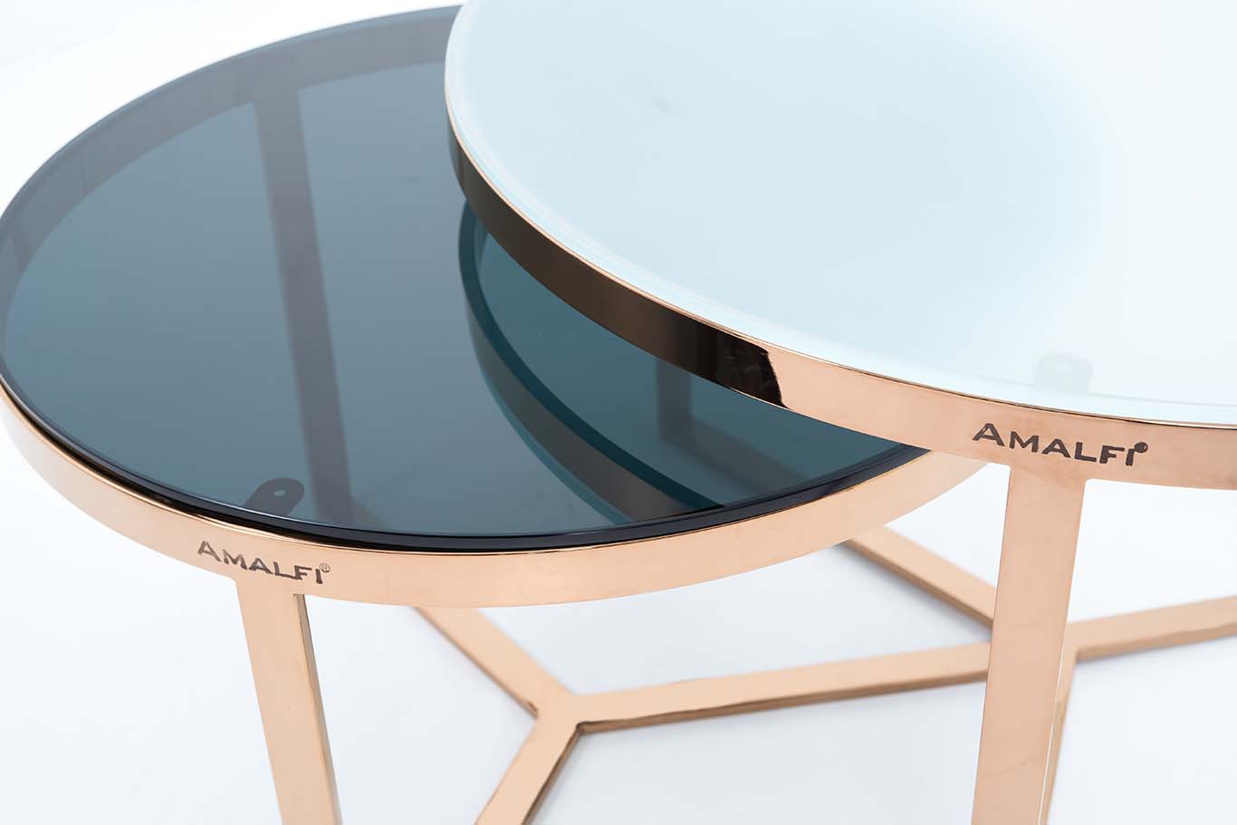 NESTING COFFEE TABLE SET OF 2 ROUND STACKING SIDE TABLE