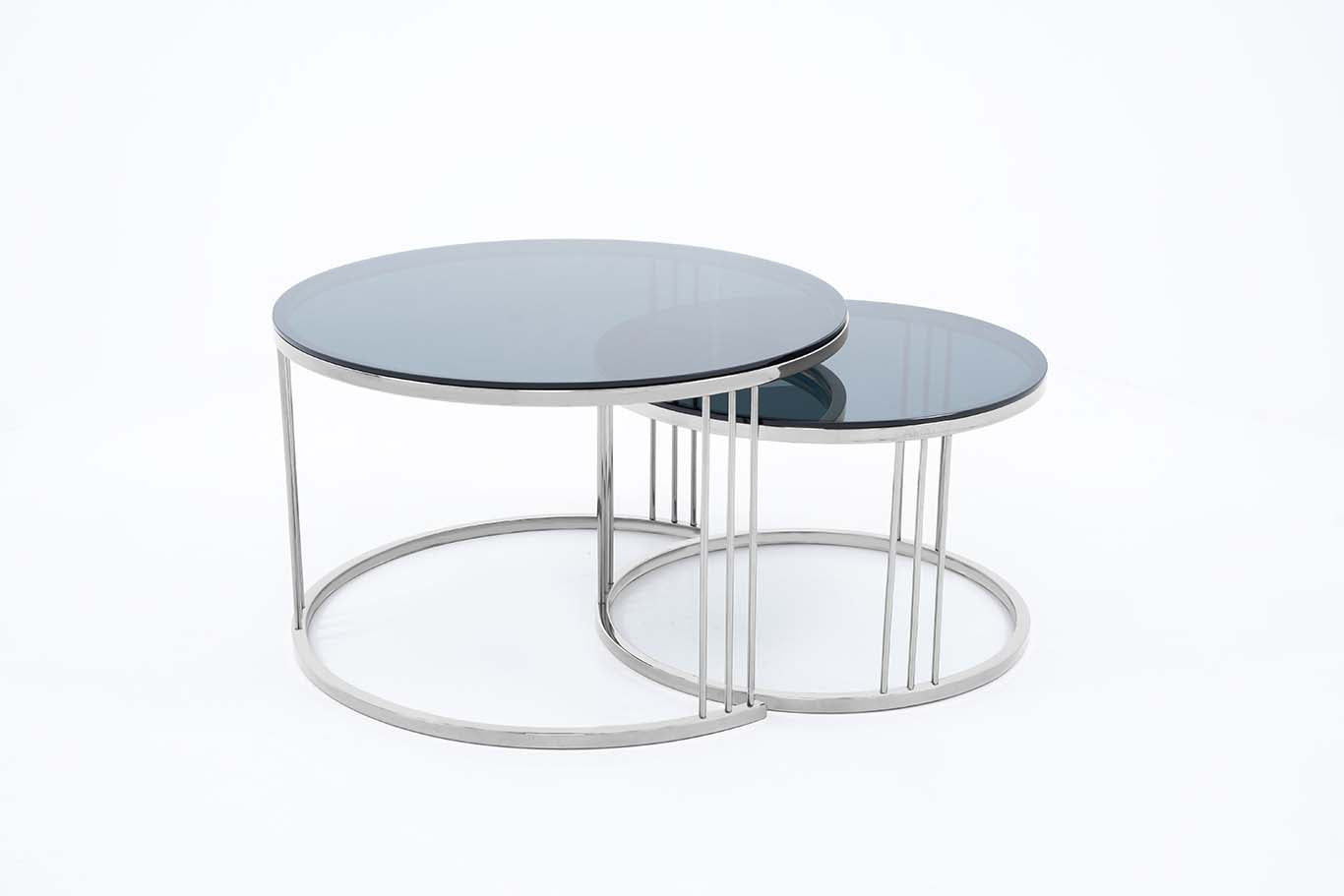 Round Coffee Table Nesting Table Centre Table Set of 2