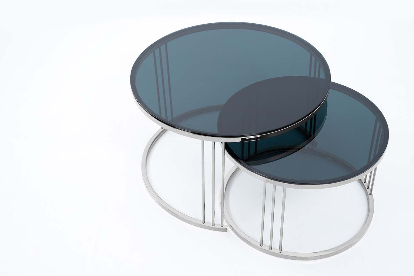Round Coffee Table Nesting Table Centre Table Set of 2