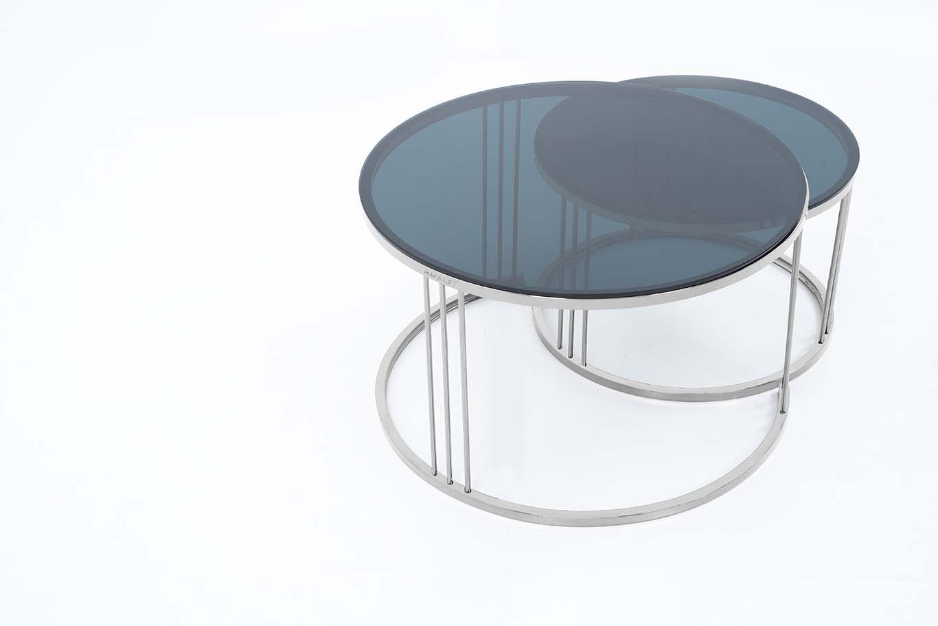 Round Coffee Table Nesting Table Centre Table Set of 2