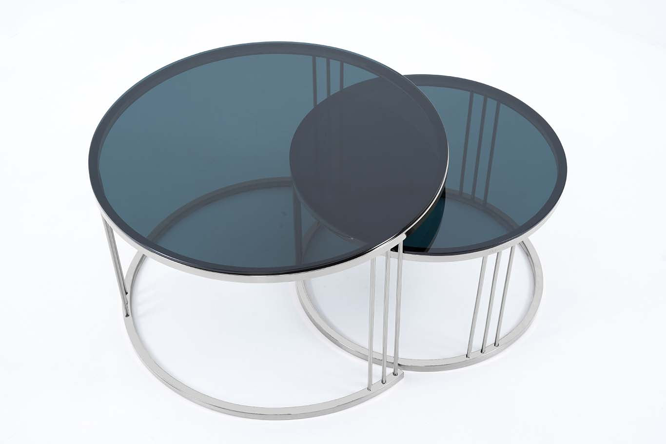 Round Coffee Table Nesting Table Centre Table Set of 2