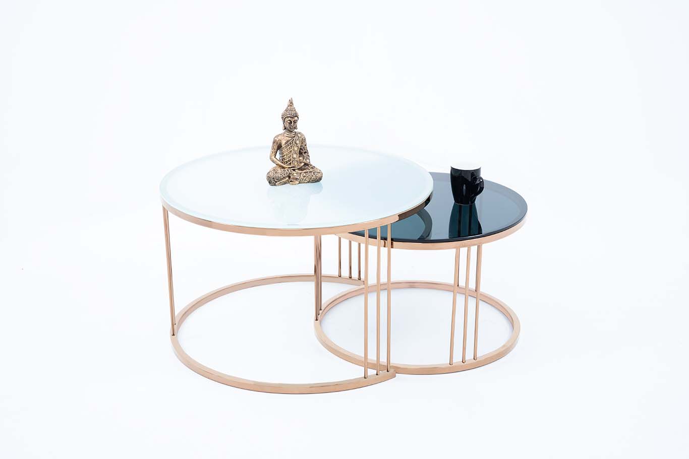 Round Set of 2 Coffee Table for Living Room Décor Furniture