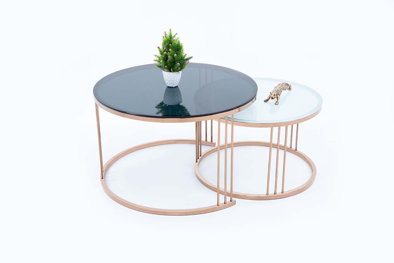 EDEUEQUE Round Modern Middle Century Coffee Table With Glass