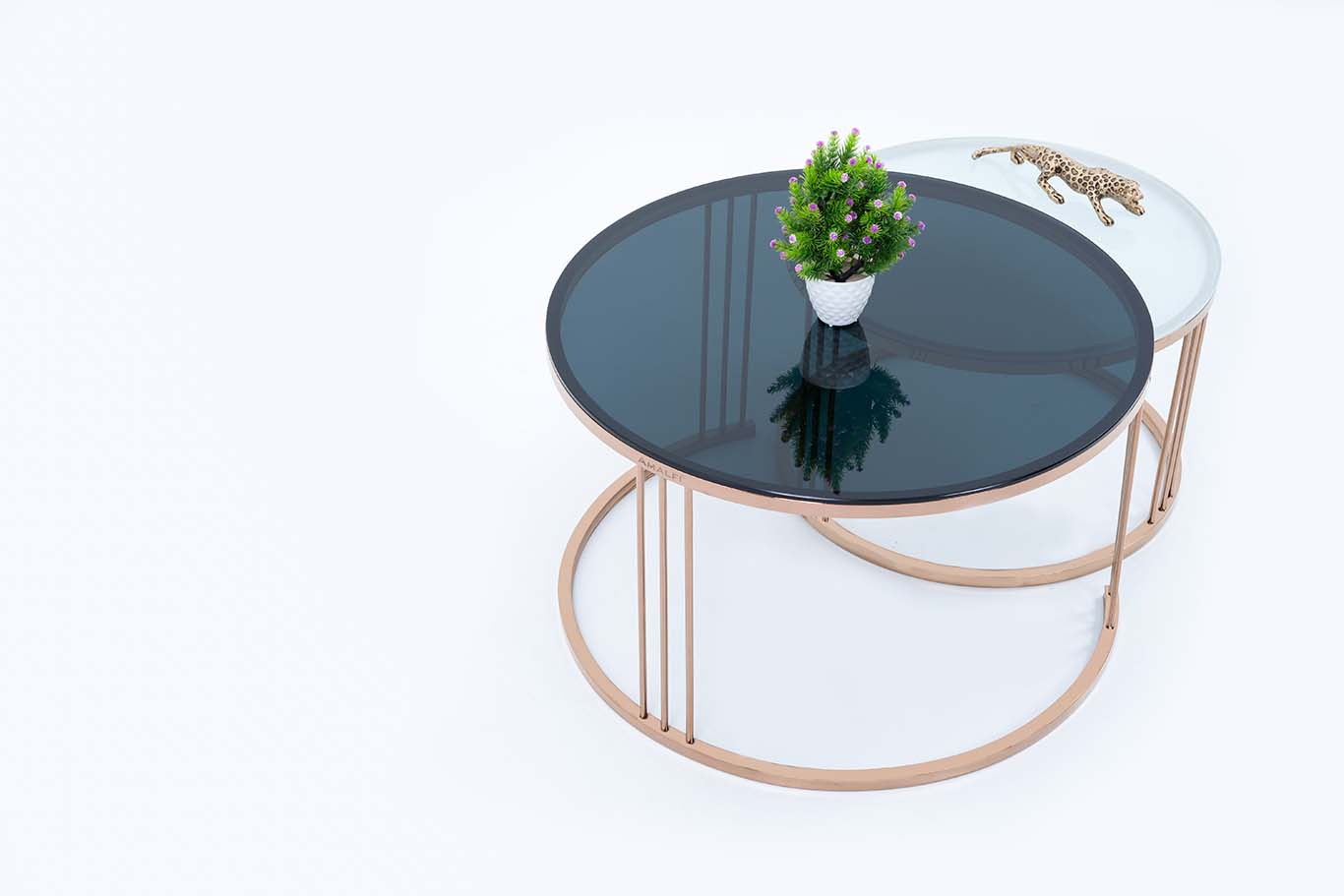 EDEUEQUE Round Modern Middle Century Coffee Table With Glass