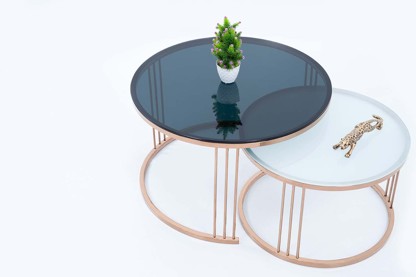 EDEUEQUE Round Modern Middle Century Coffee Table With Glass