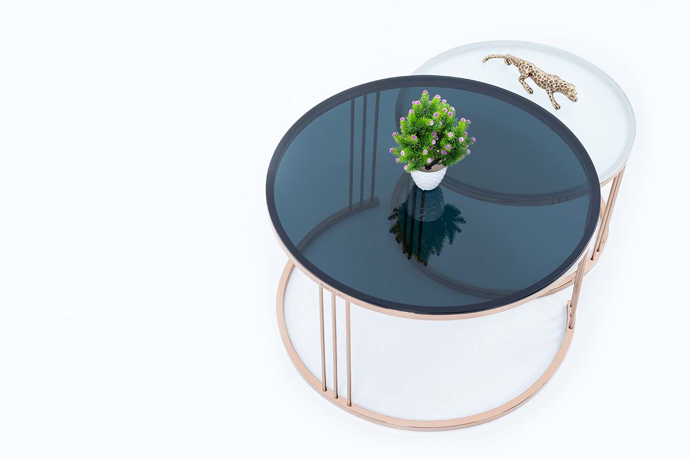 EDEUEQUE Round Modern Middle Century Coffee Table With Glass