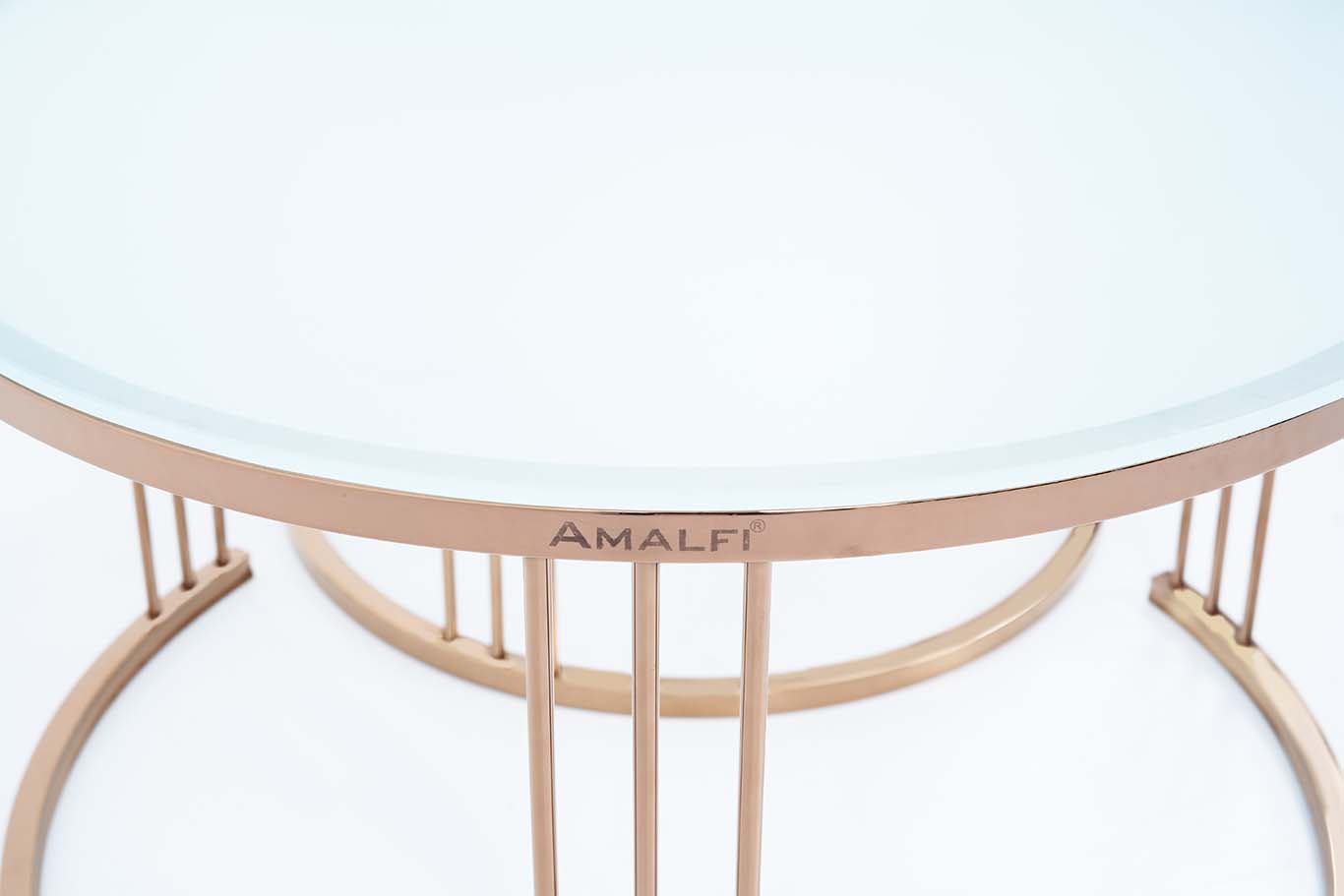 Round Set of 2 Coffee Table With to White Glass for Living Room Décor Furniture