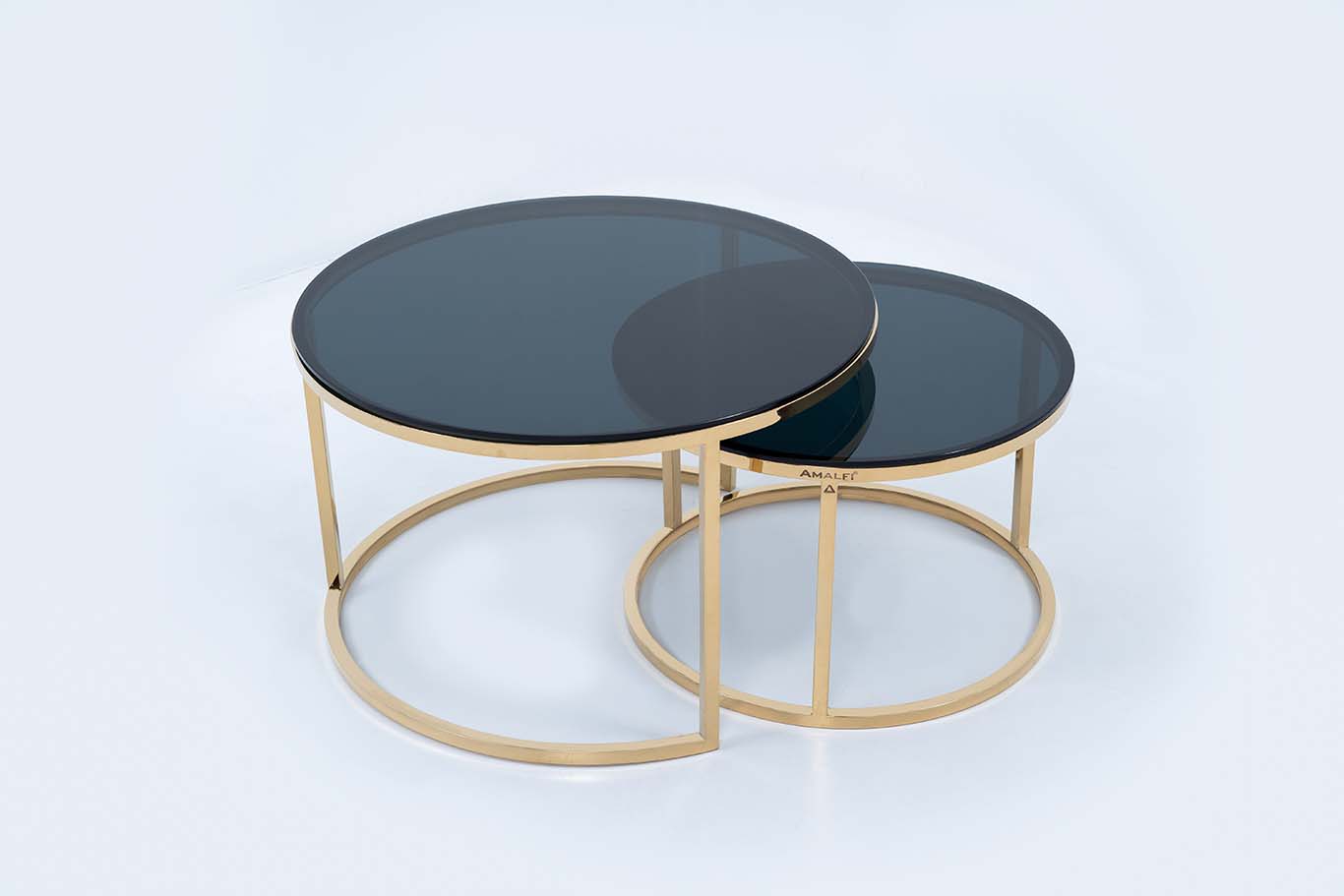 Modern Round Coffee Table Set Off 2 With 2 Black Glass