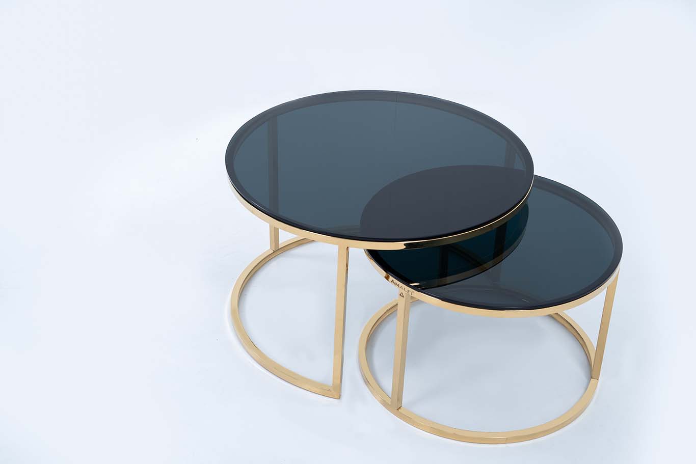 Modern Round Coffee Table Set Off 2 With 2 Black Glass
