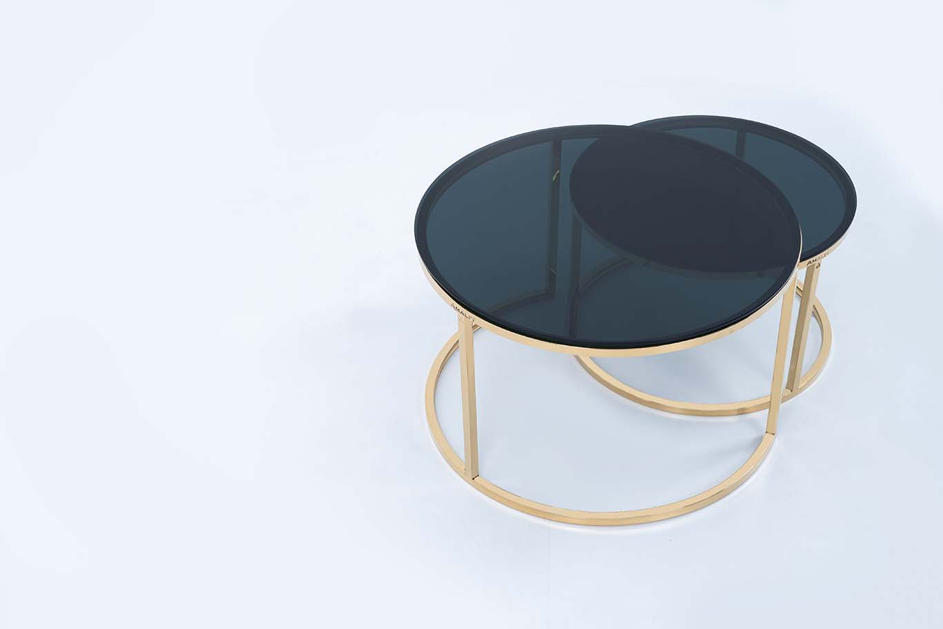 Modern Round Coffee Table Set Off 2 With 2 Black Glass