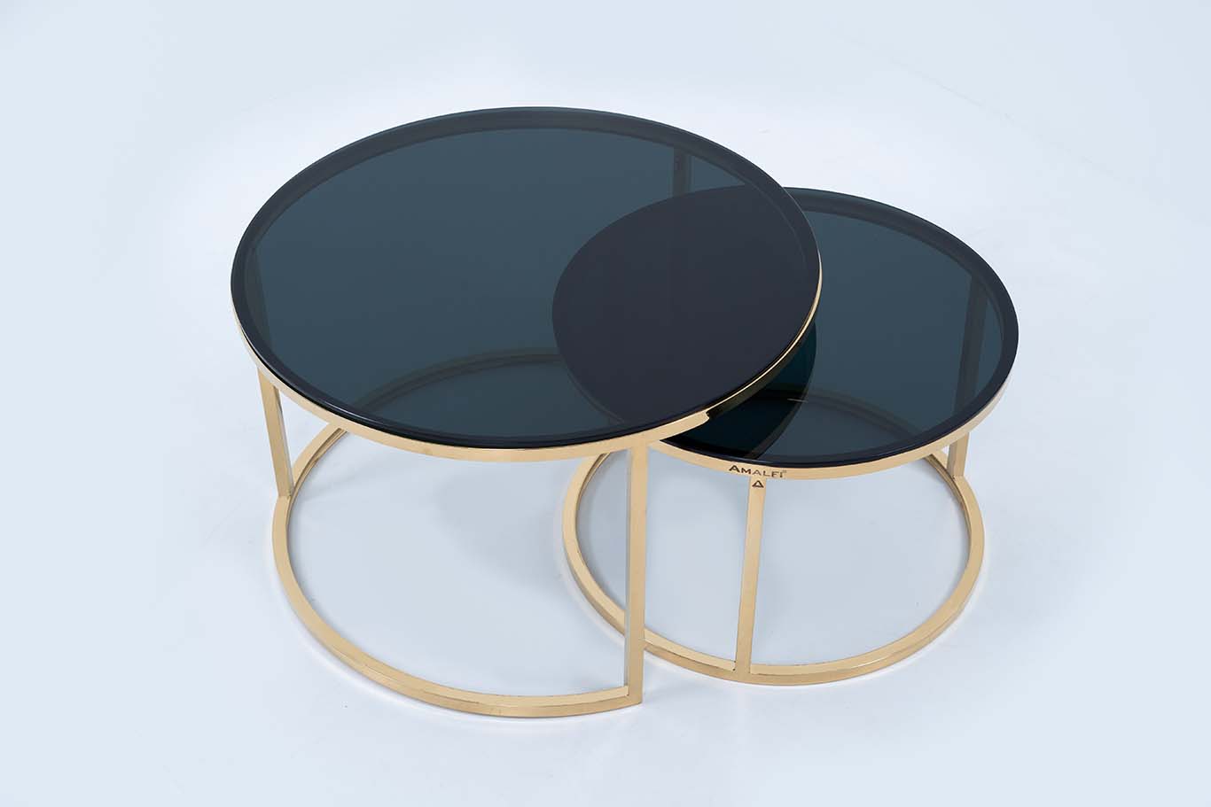 Modern Round Coffee Table Set Off 2 With 2 Black Glass