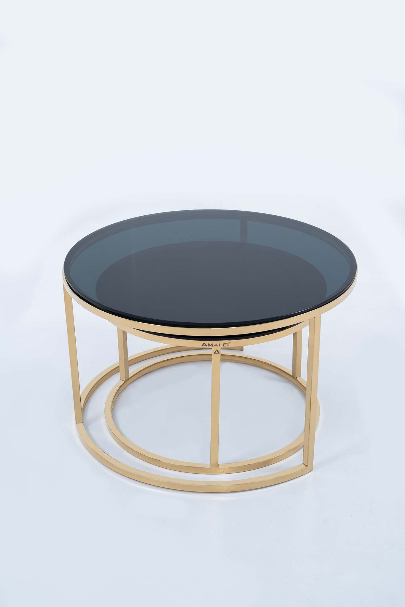 Modern Round Coffee Table Set Off 2 With 2 Black Glass