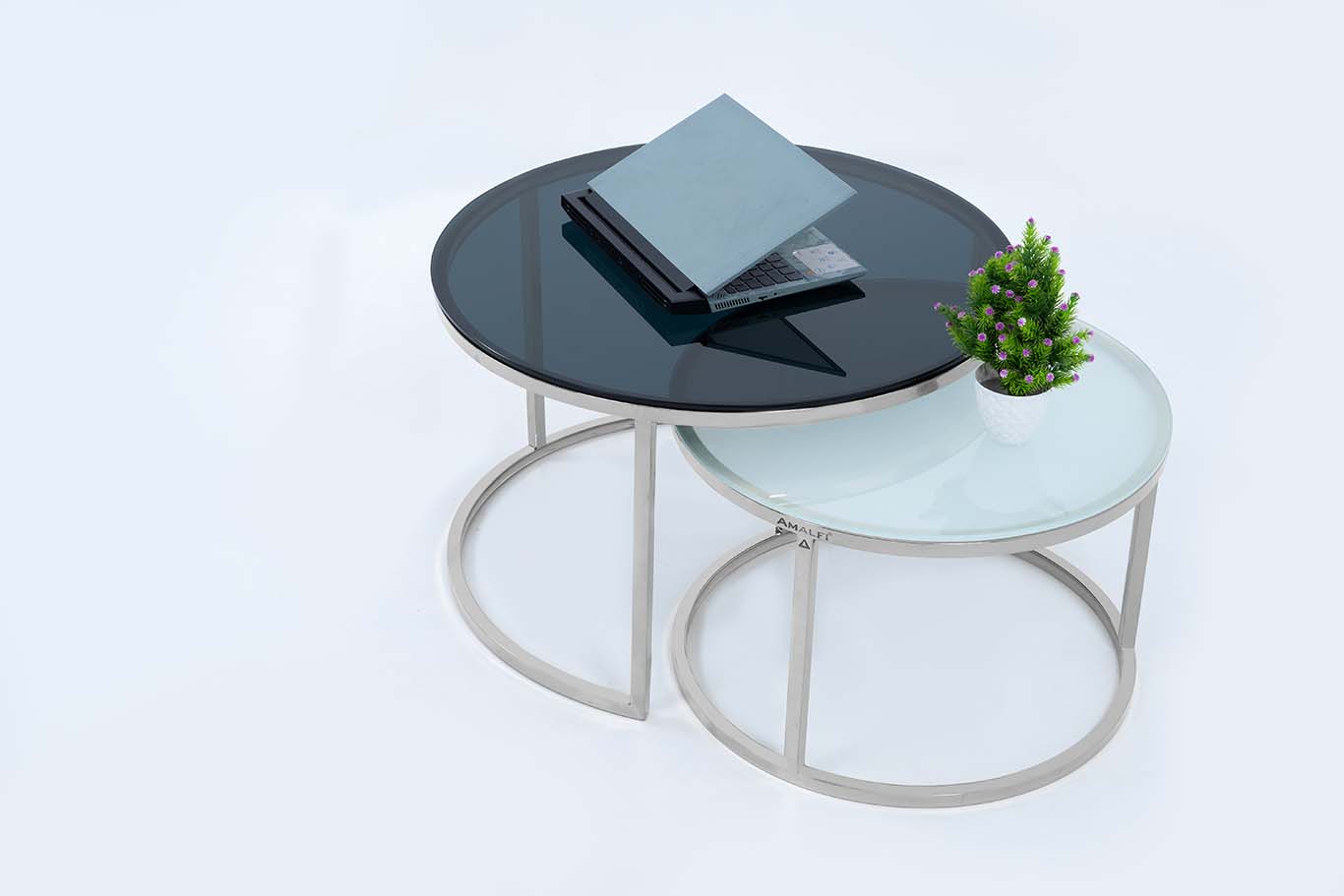 Round Coffee Table Nesting Table Centre Table Set of 2