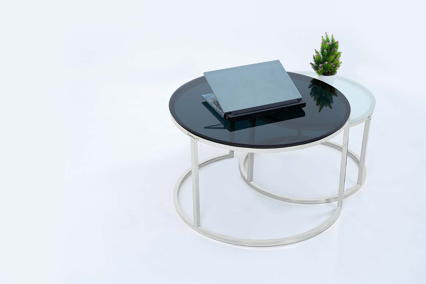 Round Coffee Table Nesting Table Centre Table Set of 2