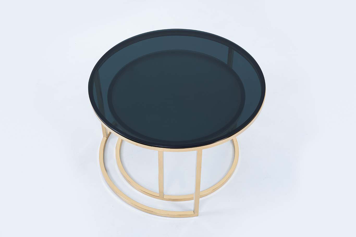Modern Round Coffee Table Set Off 2 With 2 Glass Big Black Small White