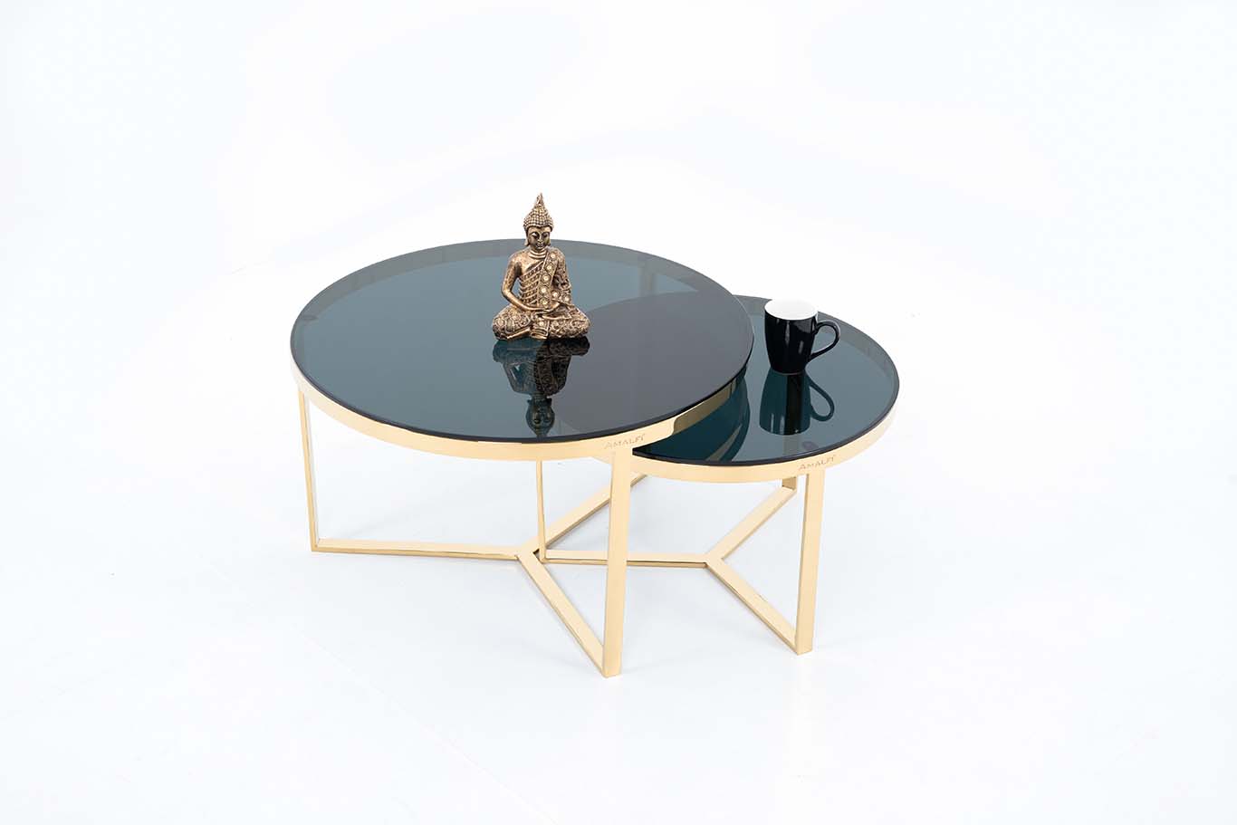 Home Decor Coffee Tables Round Nesting Tables Set of 2 Tea Table