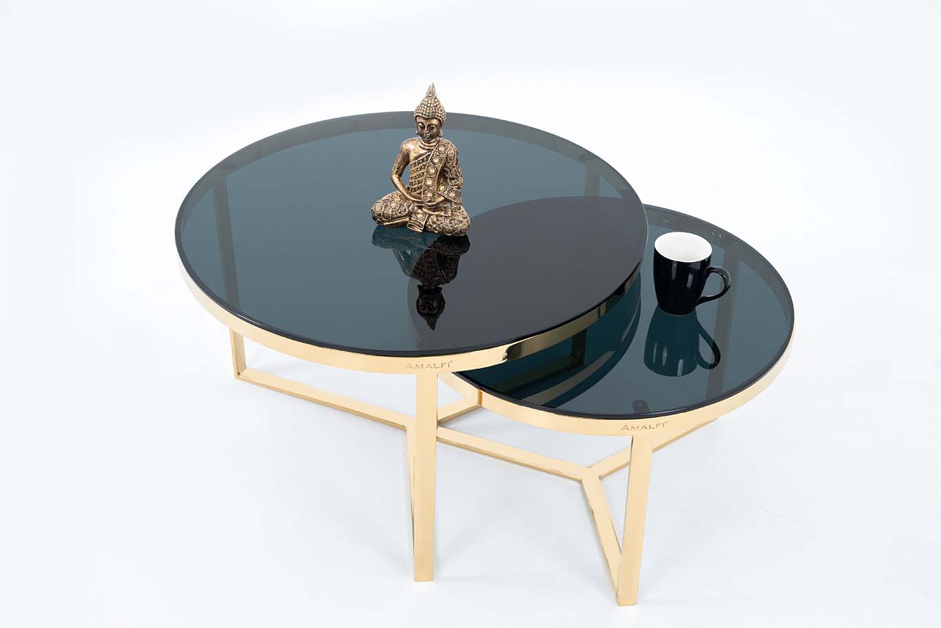 Home Decor Coffee Tables Round Nesting Tables Set of 2 Tea Table