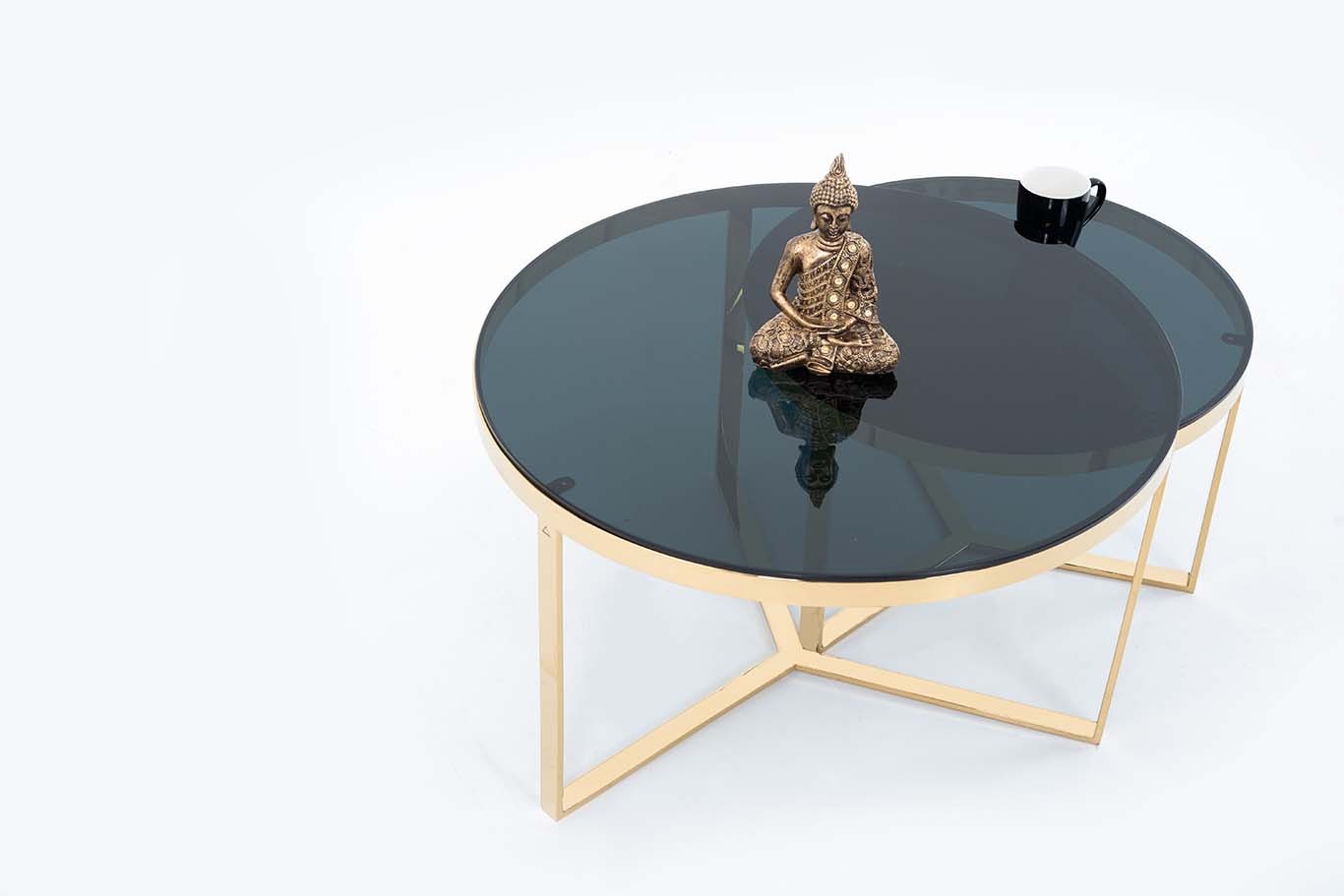 Home Decor Coffee Tables Round Nesting Tables Set of 2 Tea Table