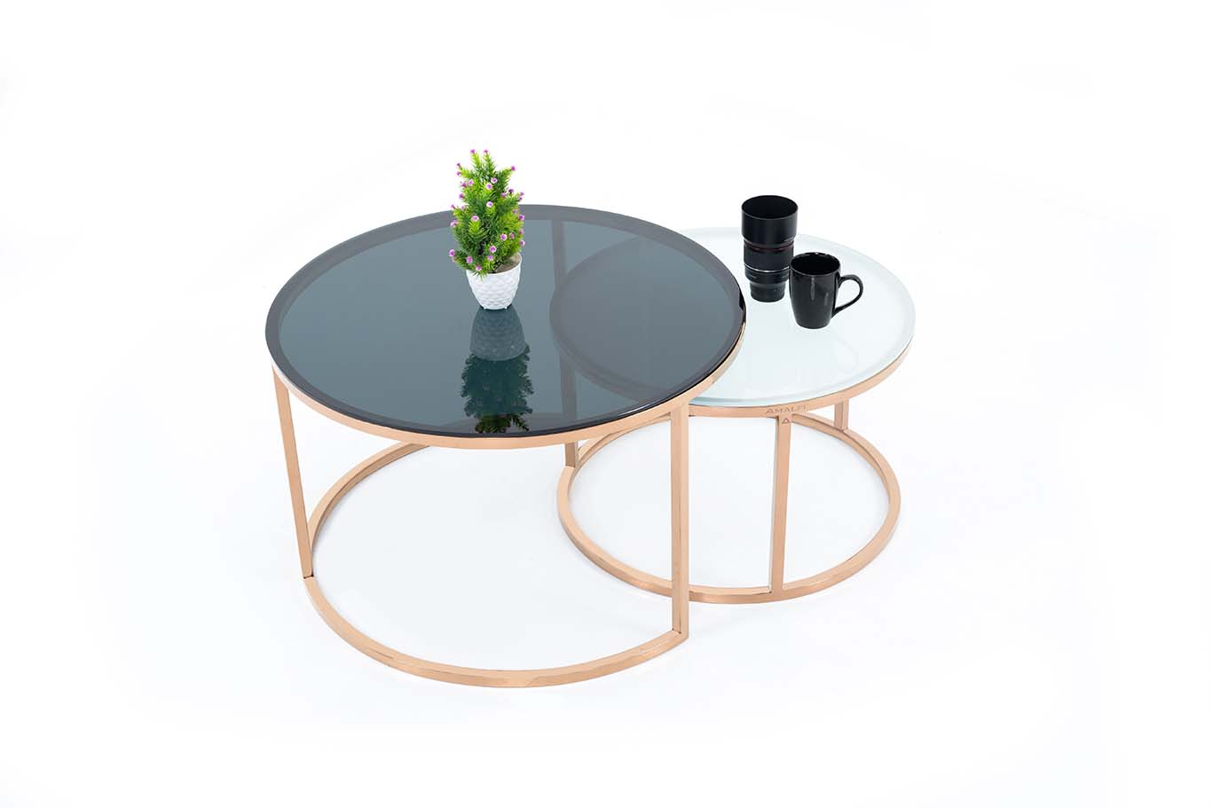 Dream Arts Round Coffee Table Set of 2, Modern Side Tables for