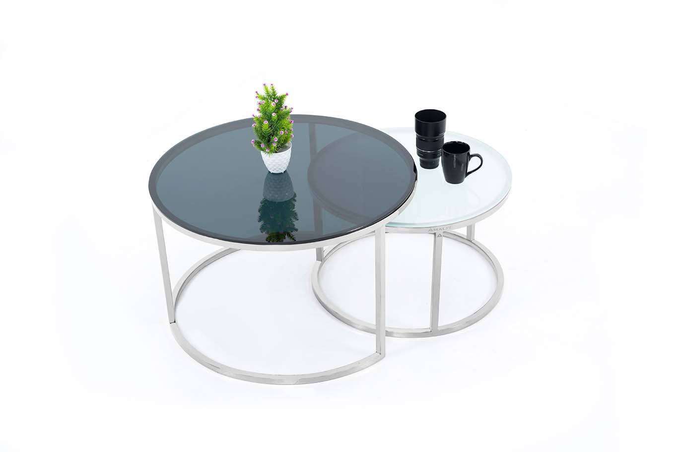 Round Coffee Table Nesting Table Centre Table Set of 2