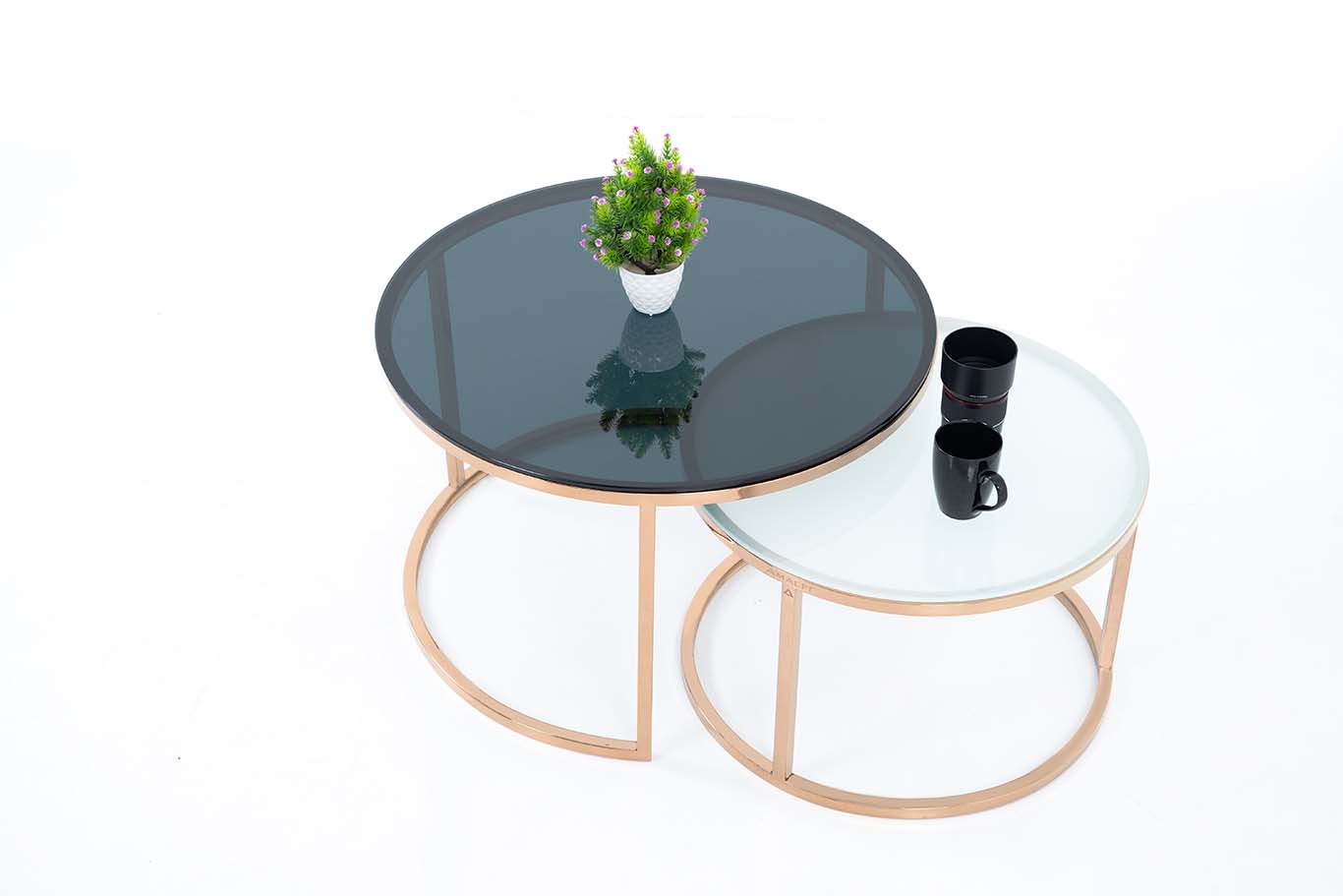Dream Arts Round Coffee Table Set of 2, Modern Side Tables for