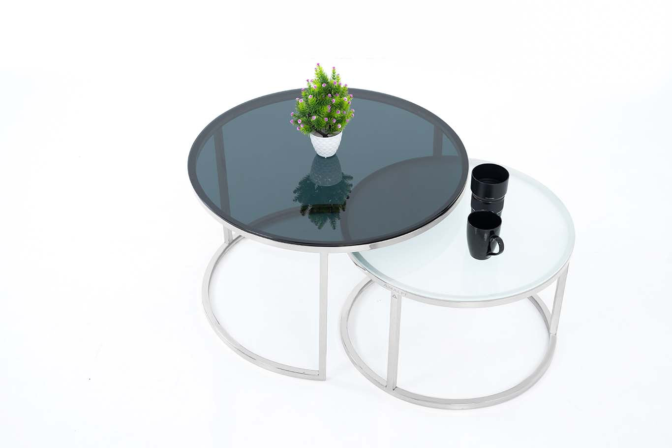 Round Coffee Table Nesting Table Centre Table Set of 2
