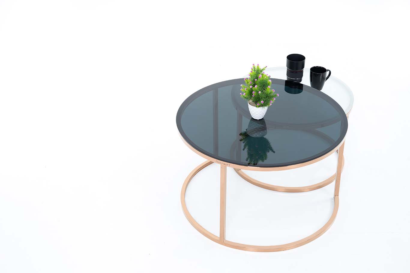 Dream Arts Round Coffee Table Set of 2, Modern Side Tables for