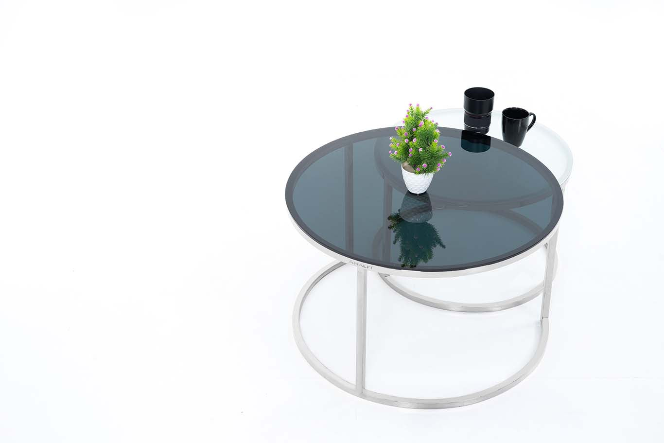 Round Coffee Table Nesting Table Centre Table Set of 2