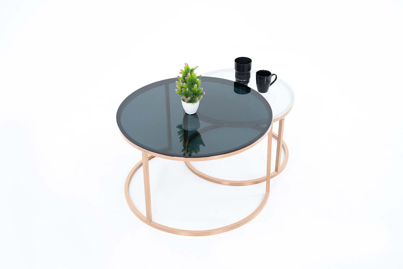 Dream Arts Round Coffee Table Set of 2, Modern Side Tables for