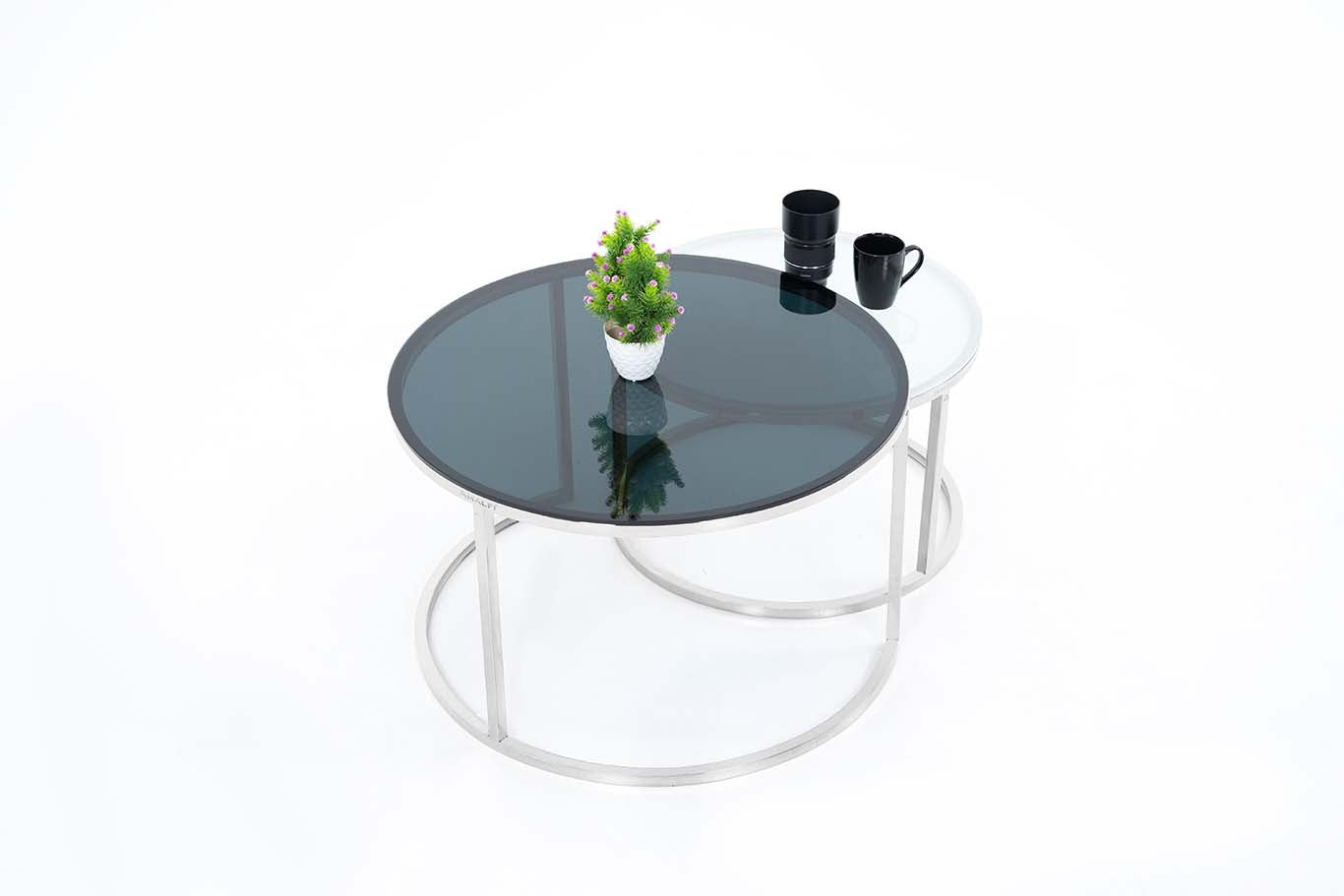 Round Coffee Table Nesting Table Centre Table Set of 2
