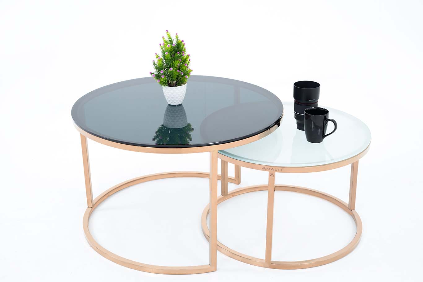 Dream Arts Round Coffee Table Set of 2, Modern Side Tables for
