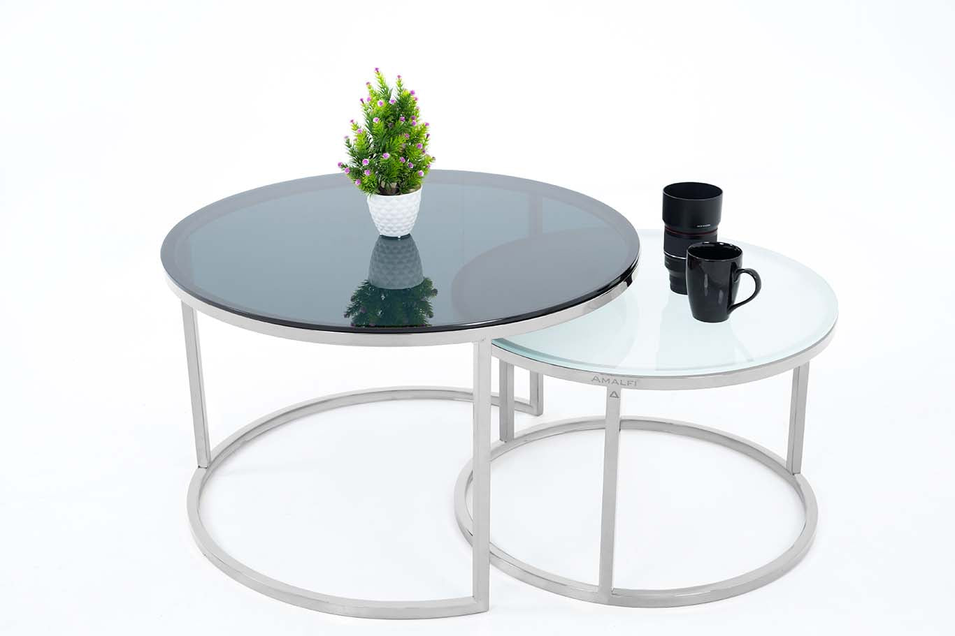 Round Coffee Table Nesting Table Centre Table Set of 2