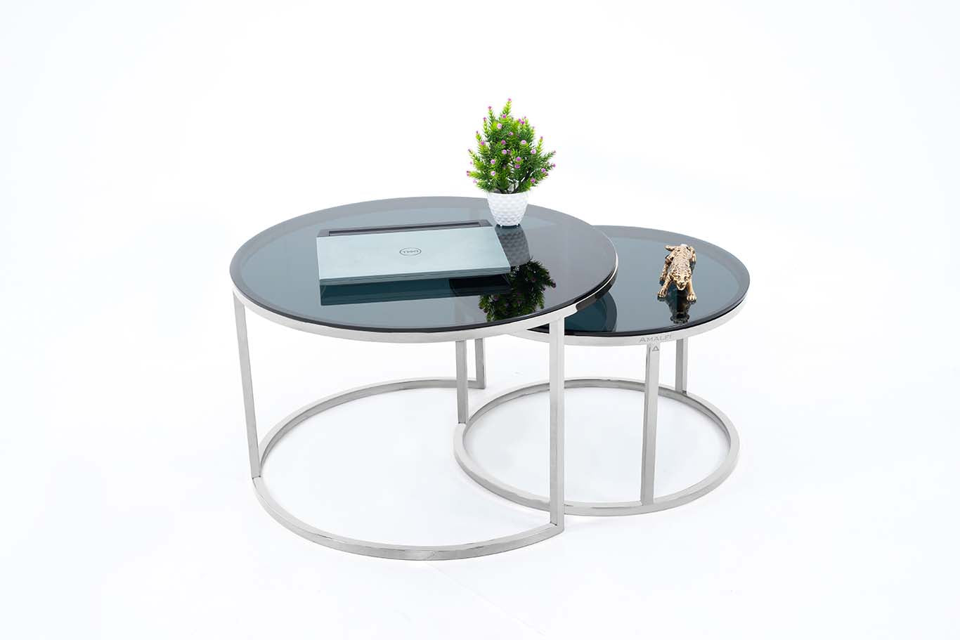 Coffee Table for Living Room, Modern Nesting Table Set of 2,