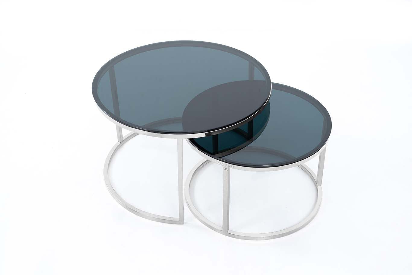 Coffee Table for Living Room, Modern Nesting Table Set of 2,