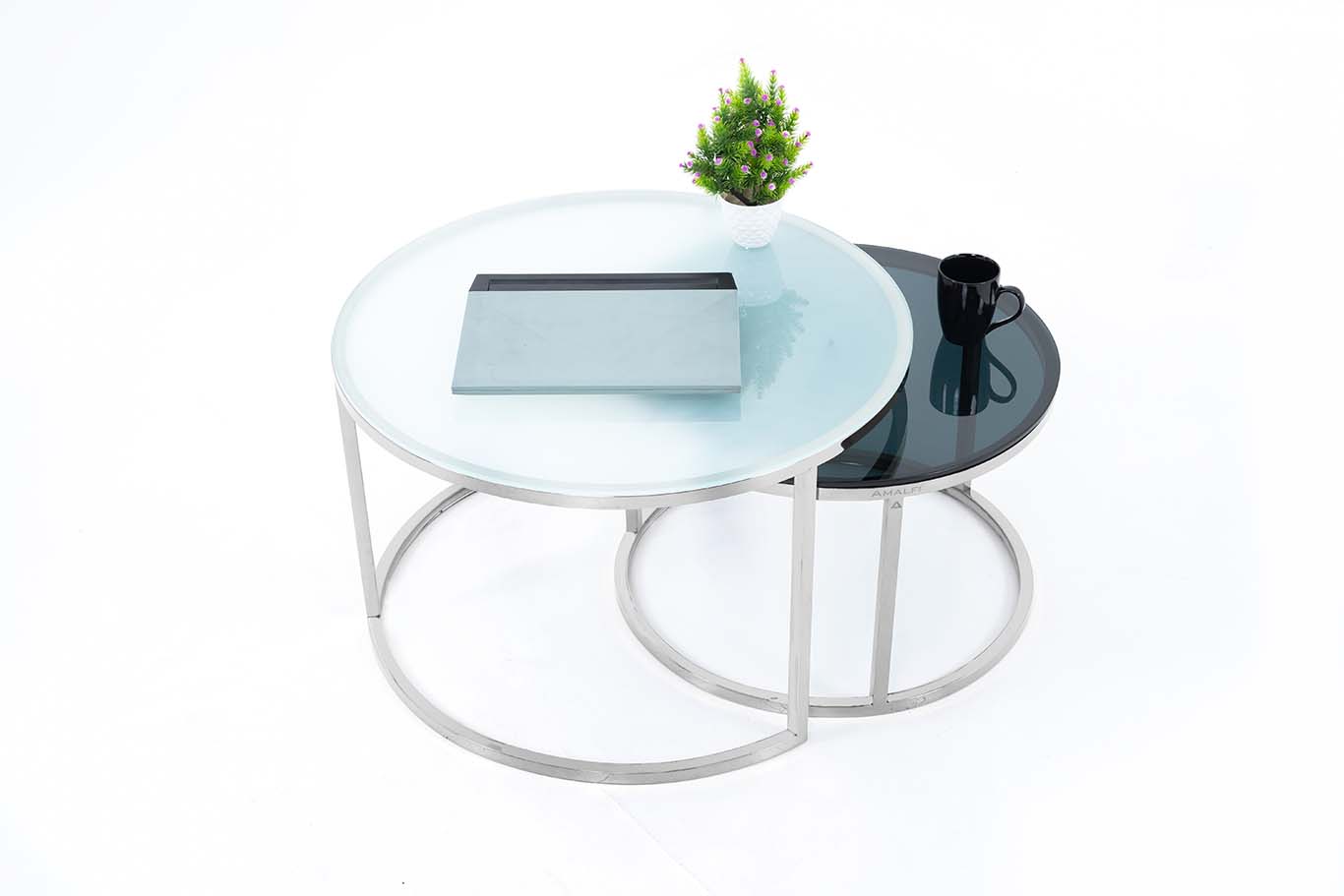 Round Coffee Table Modern Sofa Side Table for Living Room End Table Center Table Set of 2