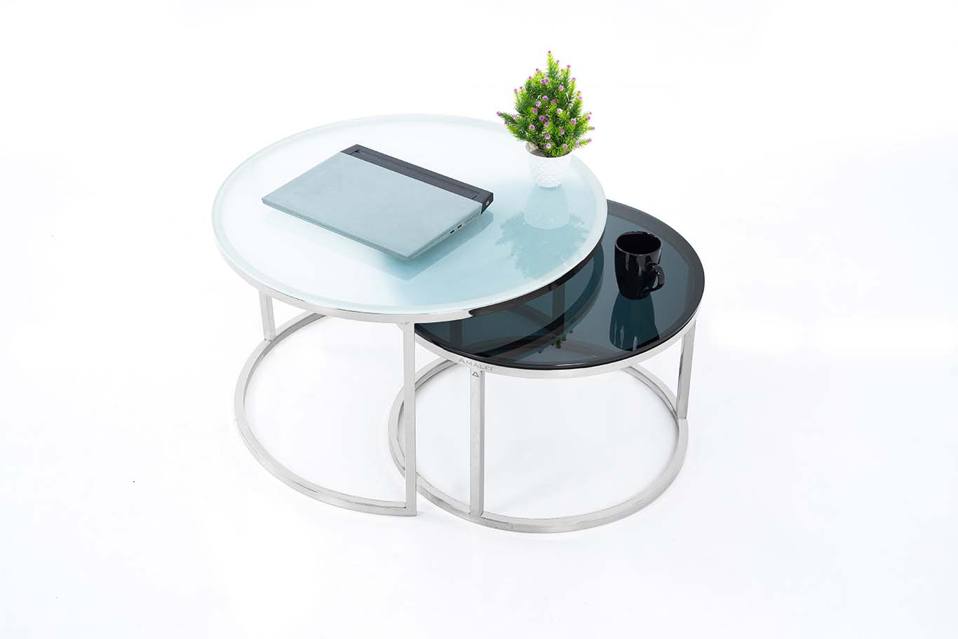 Round Coffee Table Modern Sofa Side Table for Living Room End Table Center Table Set of 2
