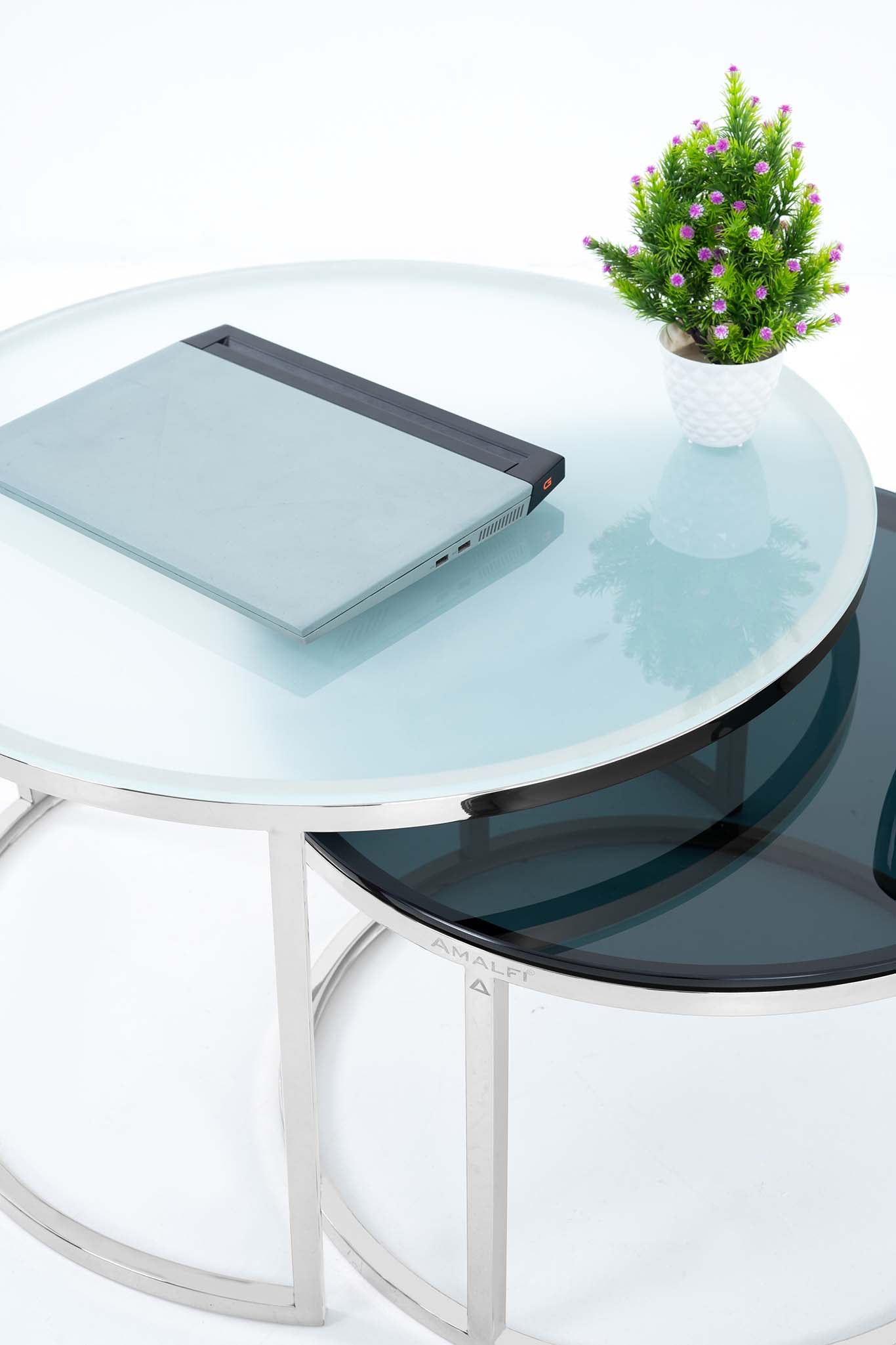 Round Coffee Table Modern Sofa Side Table for Living Room End Table Center Table Set of 2