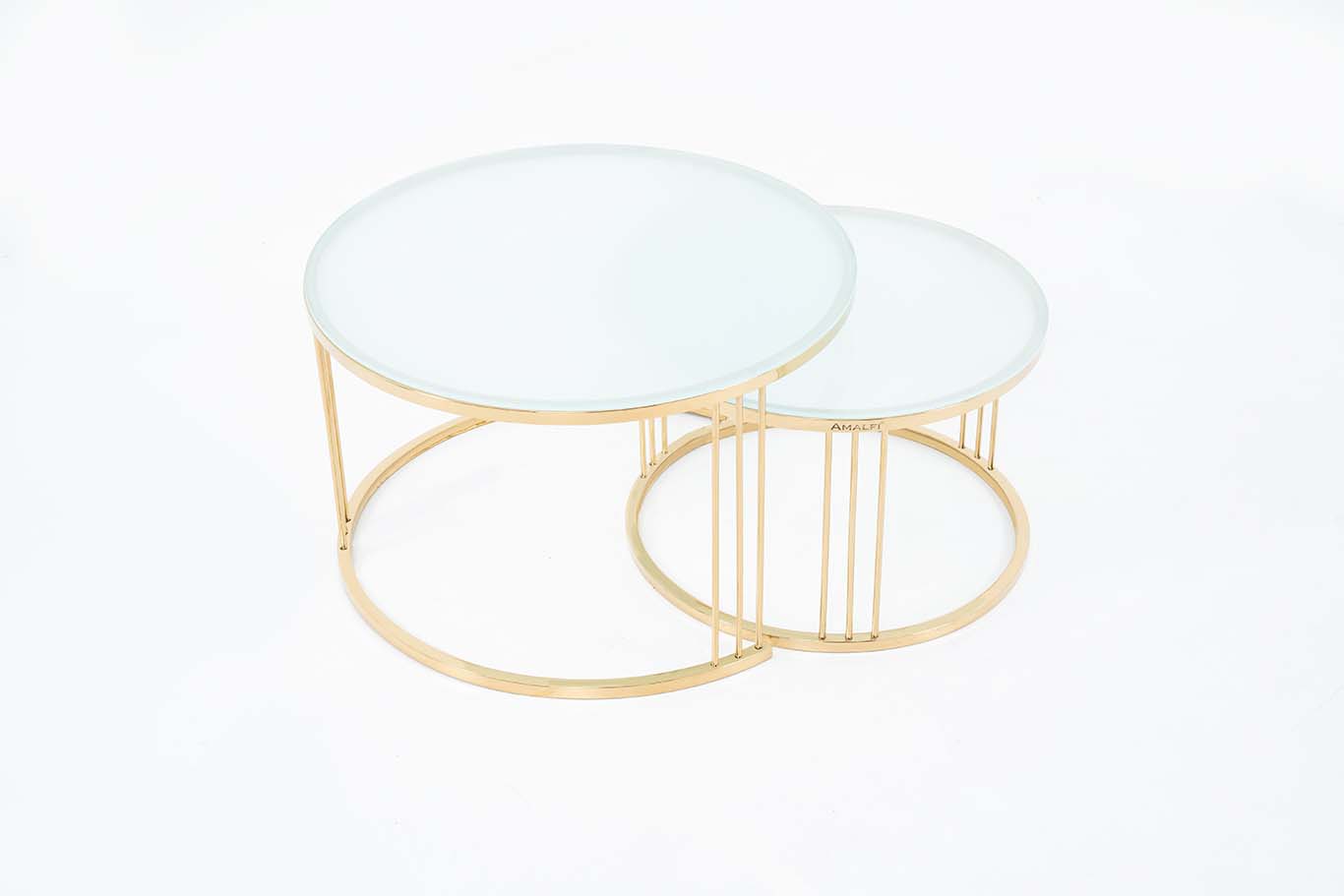 Round Coffee Tables,2 Nesting Table Set Coffee Table with Storage