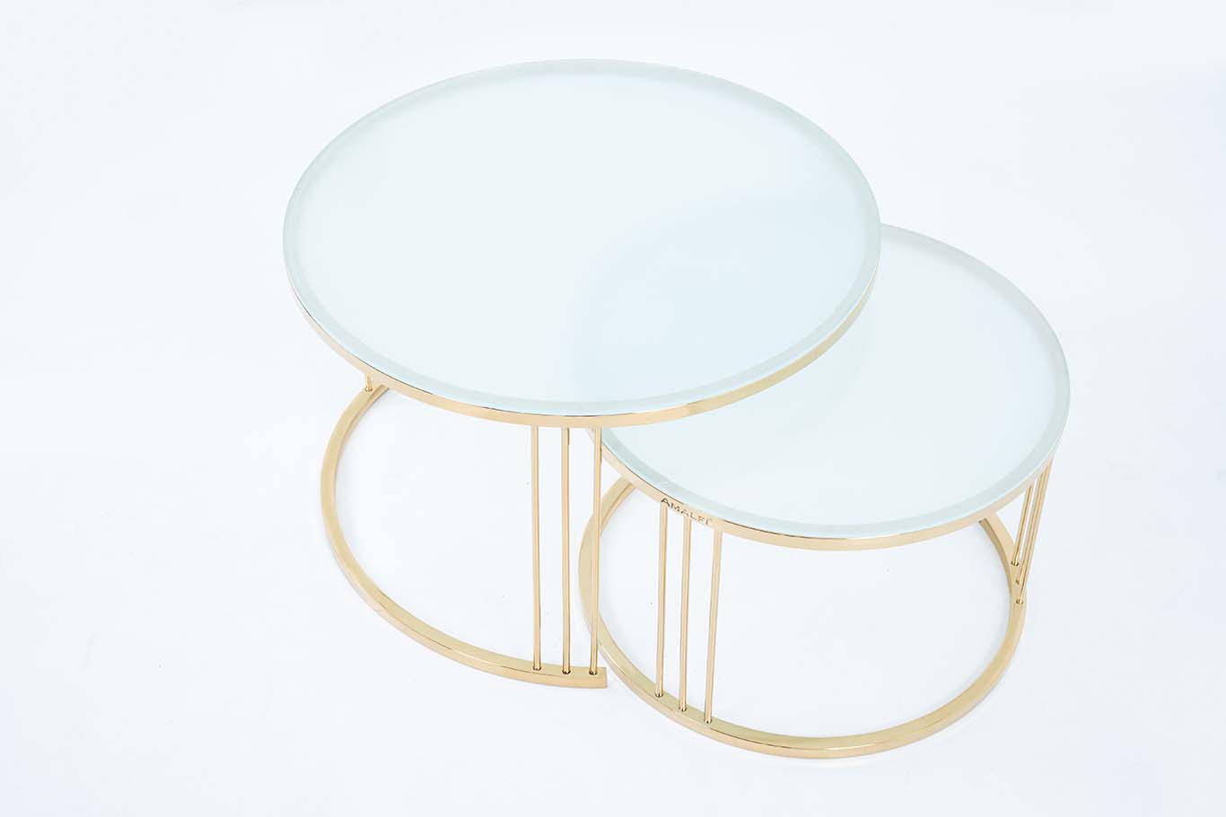 Round Coffee Tables,2 Nesting Table Set Coffee Table with Storage