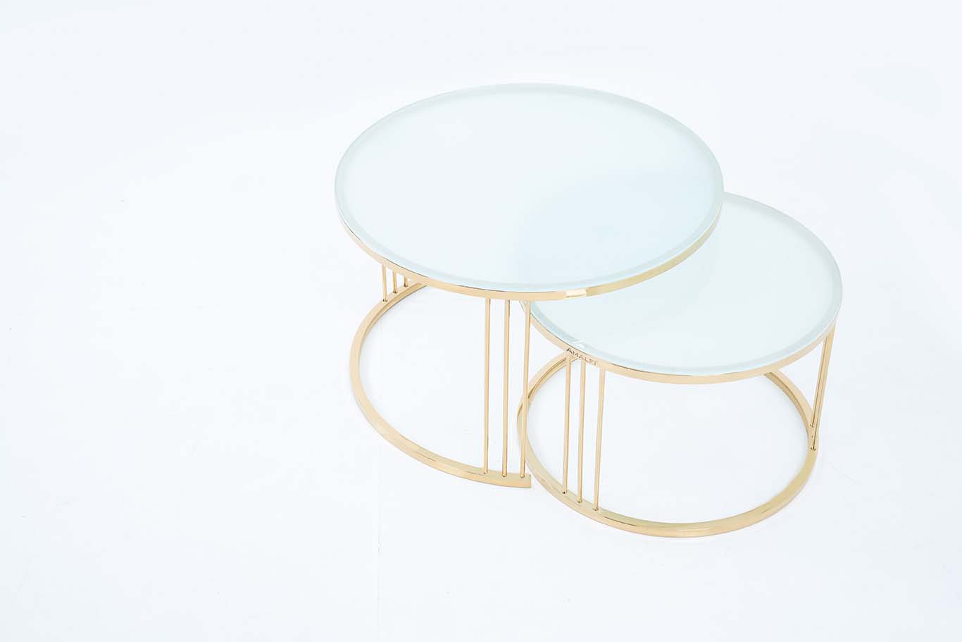 Round Coffee Tables,2 Nesting Table Set Coffee Table with Storage