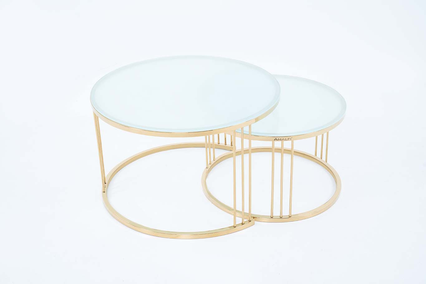 Round Coffee Tables,2 Nesting Table Set Coffee Table with Storage