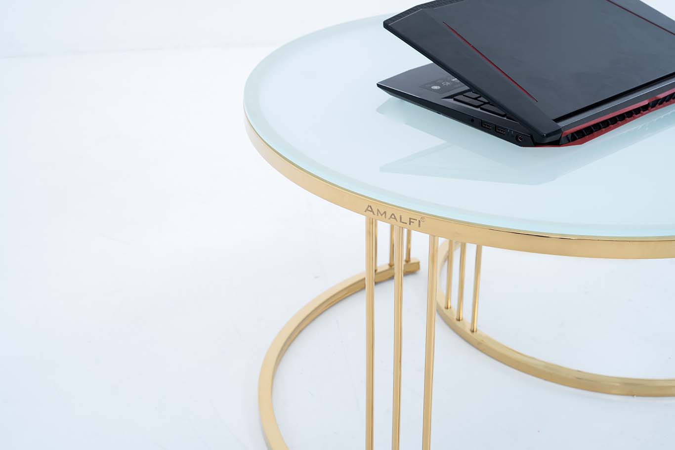 Round Coffee Tables,2 Nesting Table Set Coffee Table with Storage
