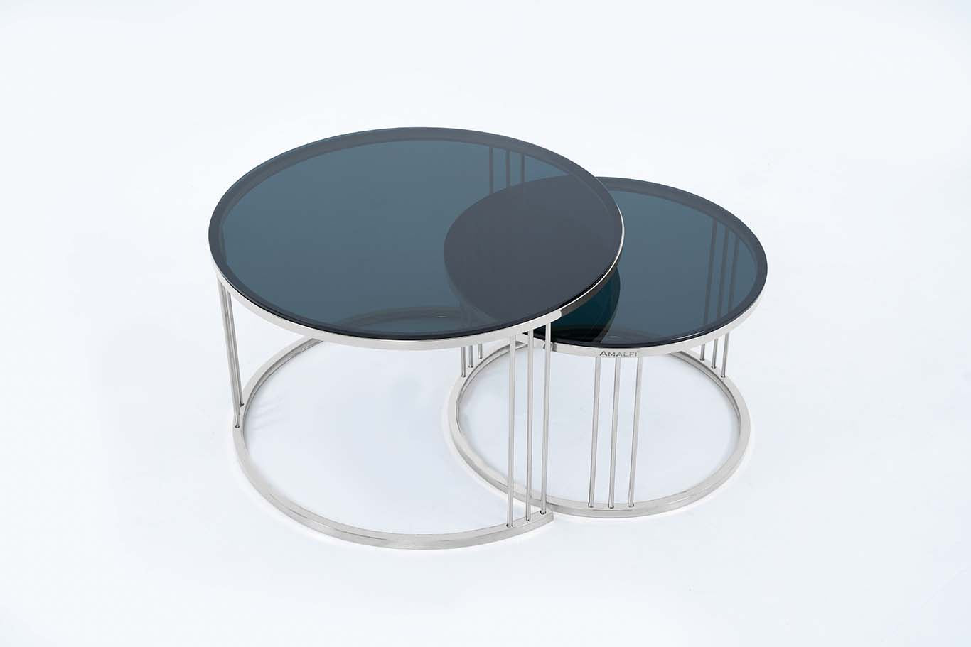 Round Coffee Table Nesting Table Centre Table Set of 2
