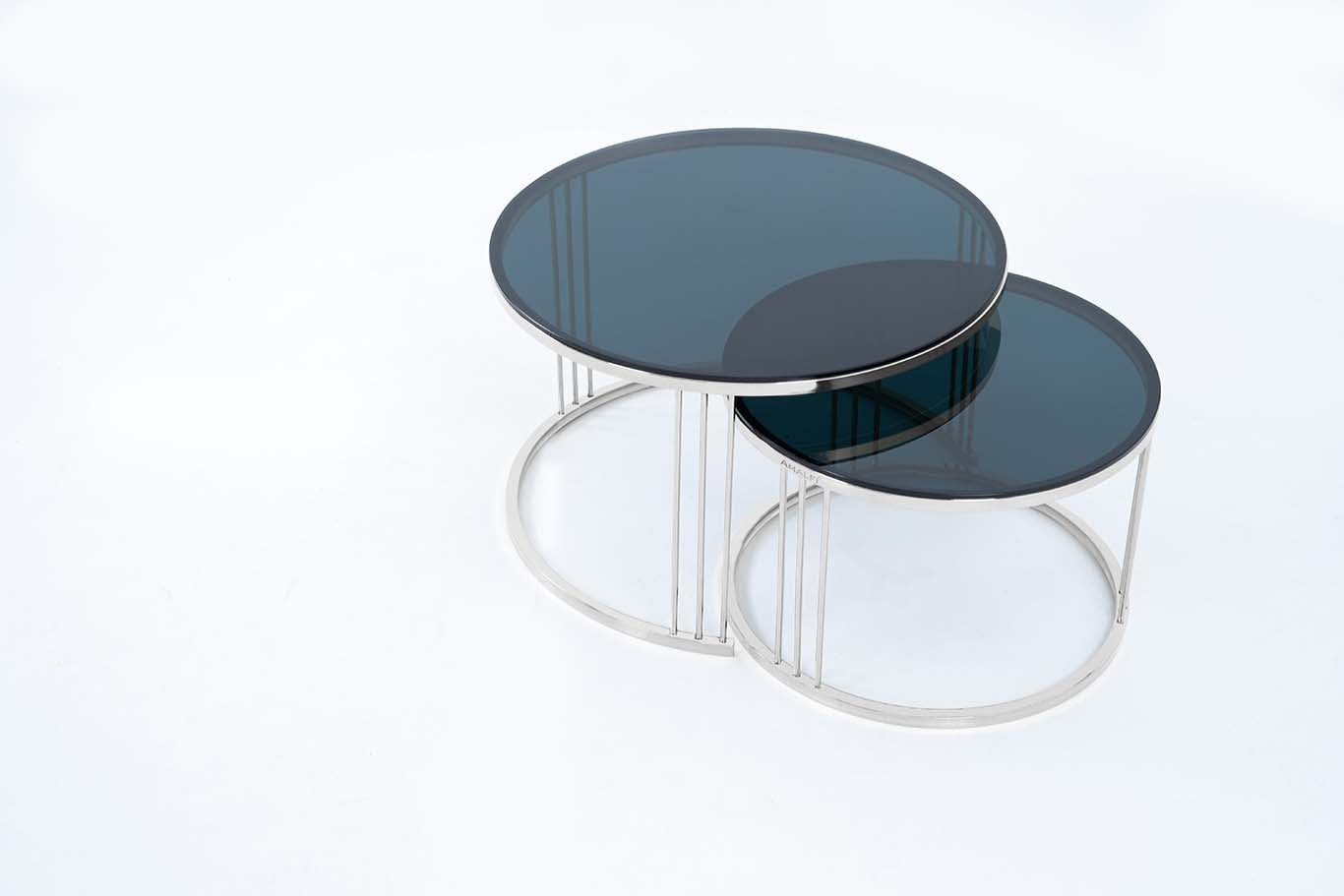 Round Coffee Table Nesting Table Centre Table Set of 2