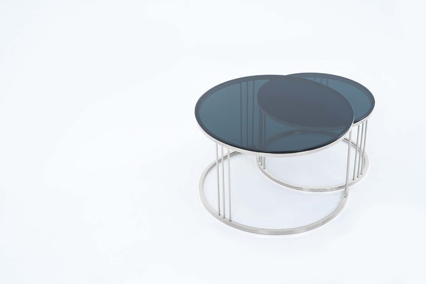 Round Coffee Table Nesting Table Centre Table Set of 2